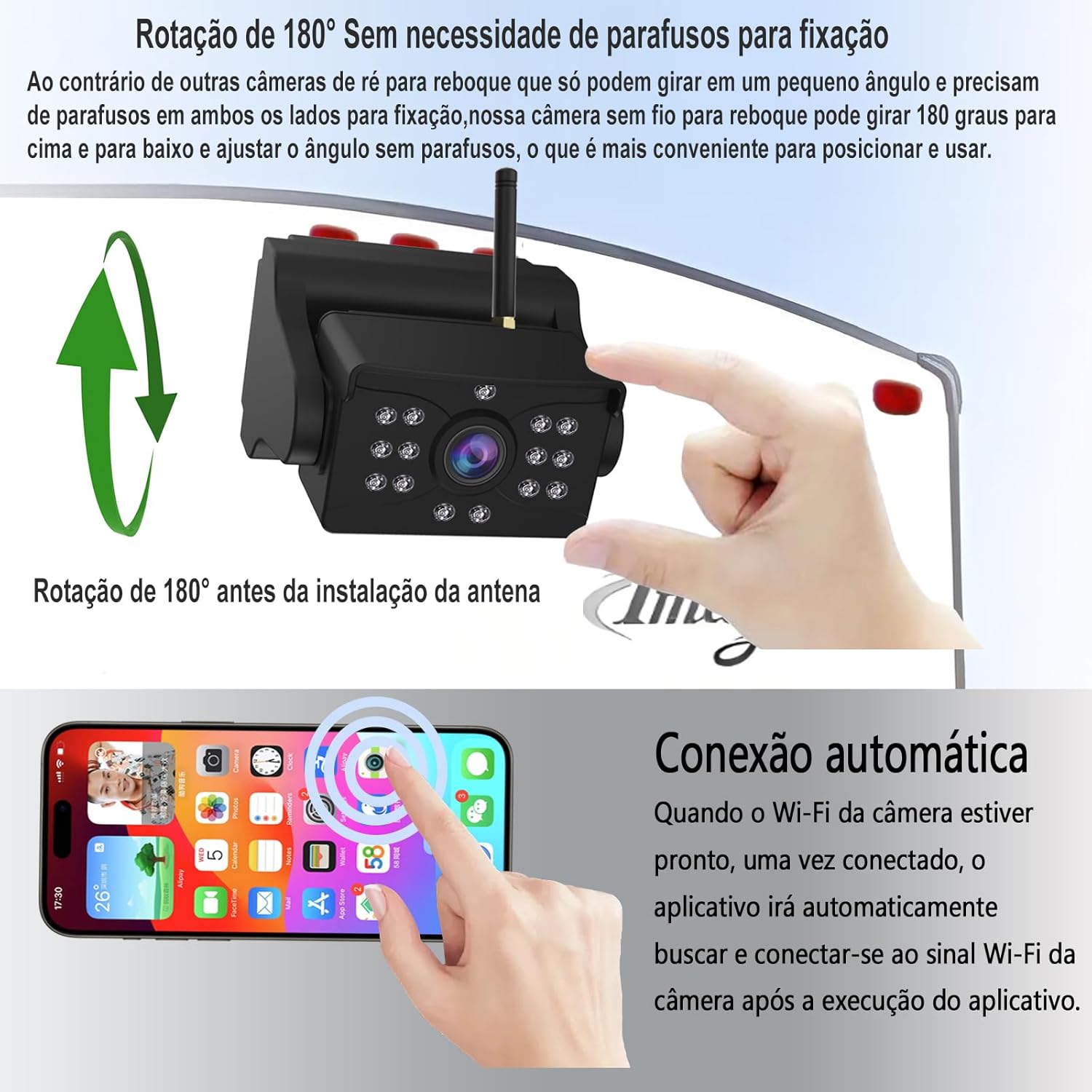Wireless Backup Camera, Ultra Strong WiFi Signal Clear Picture Magnetic Rechargeable Rear View Reverse Back up Camera for Hitch Gooseneck Travel Boat Horse Trailer Truck Camper RV Pickup iPhone