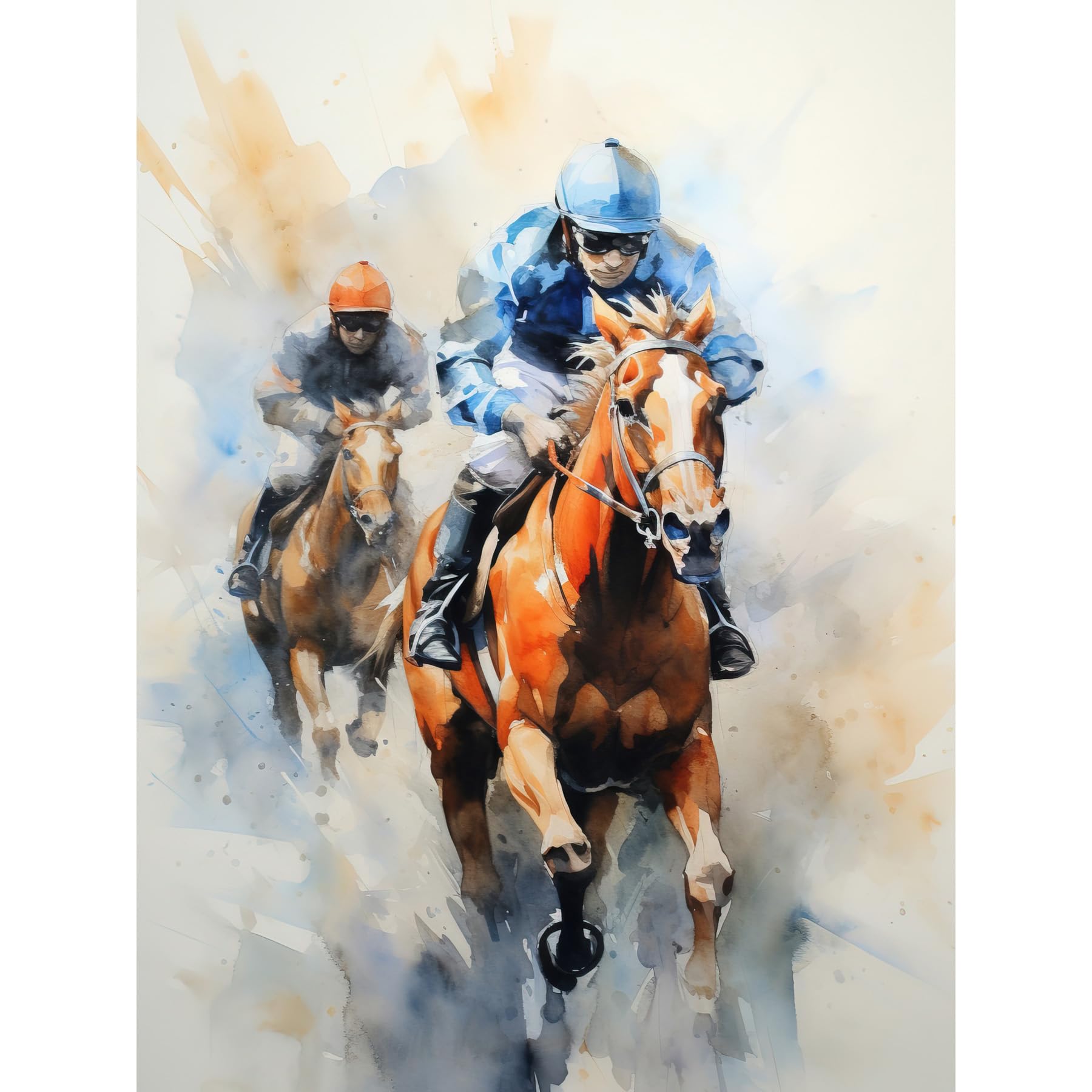 Artery8 Horseracing Jockeys Watercolour Print W18" x H24"