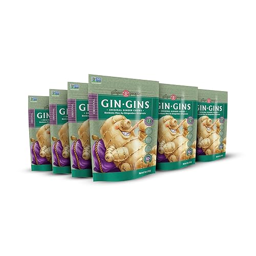 Vista 88 de GIN GINS Original Ginger Chews – Dulces 100% naturales de The Ginger People – Golosinas saludables envueltas individualmente – Hecho con el rizoma