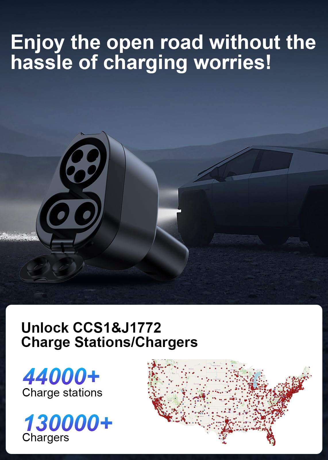 2025 Cybertruck ulepszony, 4 w 1 CCS i J1772 do NACS (TSL) adapter ładowania, pasuje do Tesla Model 3/Y/S/X/Cybertruck, maks. 250 kW DC szybkie ładowanie, do stacji ładowania poziomu 1 2 3 z wtyczką
