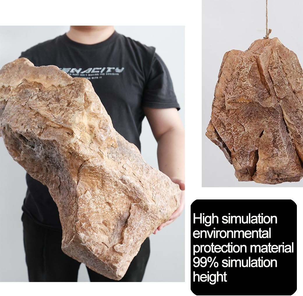 New Artificial Fake Boulder, Realistic Natural Pattern Fake boulders Fake Rock, Faux Landscape Rock Outdoor Artificial Rocks for Landscaping Yard Garden Decoration (32x25x17cm/12.6x9.8x6.7in)