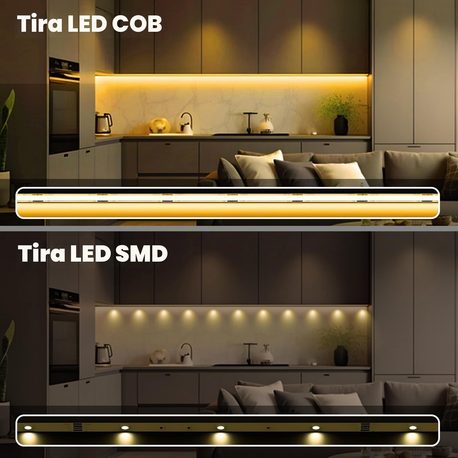 Tira LED COB 10m App, Tira LED Blanco Calido con App Inteligente y Control Remoto, Función Temporizador, Color Dinámico, Modo Música para Pared, TV Cocina Sala de Estar, 3000K