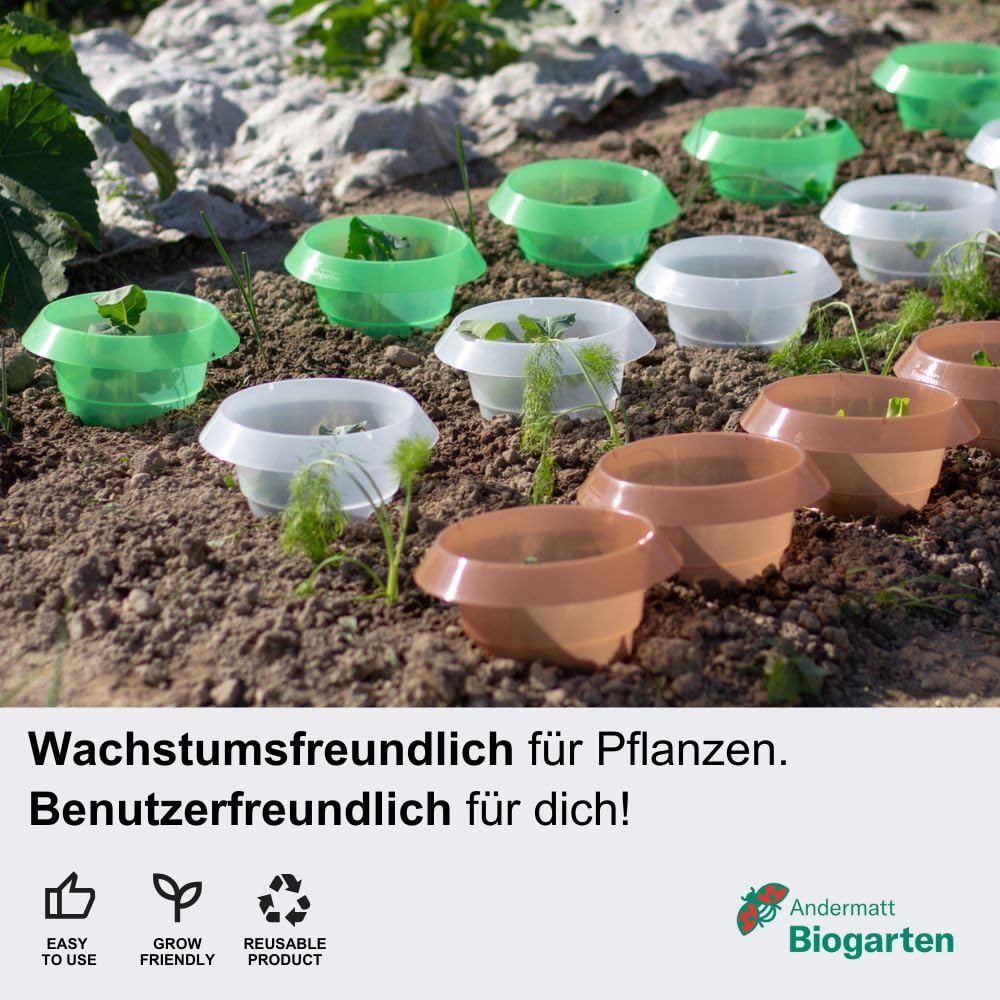 Andermatt Biogarten StopLumache PP – Confezione da 12, Protezione Contro Le lumache, Collare Anti-lumache Riutilizzabile in Materiale Riciclato, L'Originale Svizzero, Trasparente