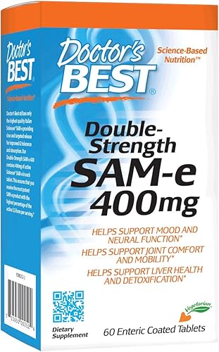 Miniatura 2 de Doctor's BEST SAM-e 400 mg, vegano, sin gluten, sin soja, apoyo para el estado de ánimo y las articulaciones, 60 % de revestimiento entérico y