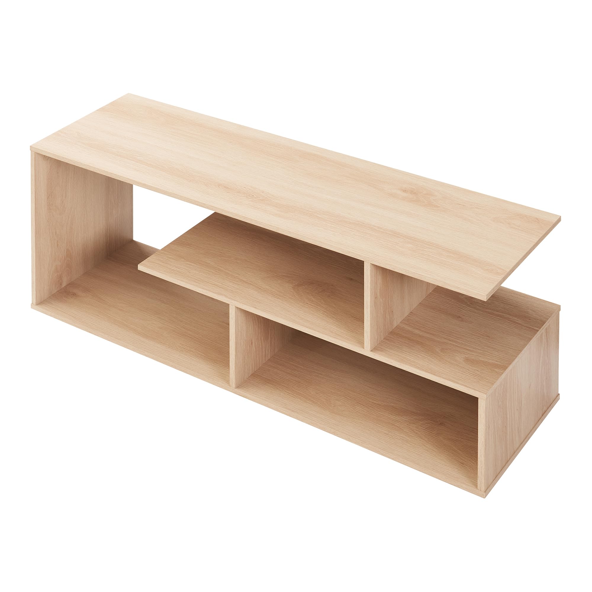 [en.casa] Mobile Porta TV con Scomparti Vani Aperti Tavolo Basso Espositore con Ripiani Stand Centro Multimediale per Soggiorno Salotto Ufficio 100 x 30 x 42 cm - Effetto Rovere