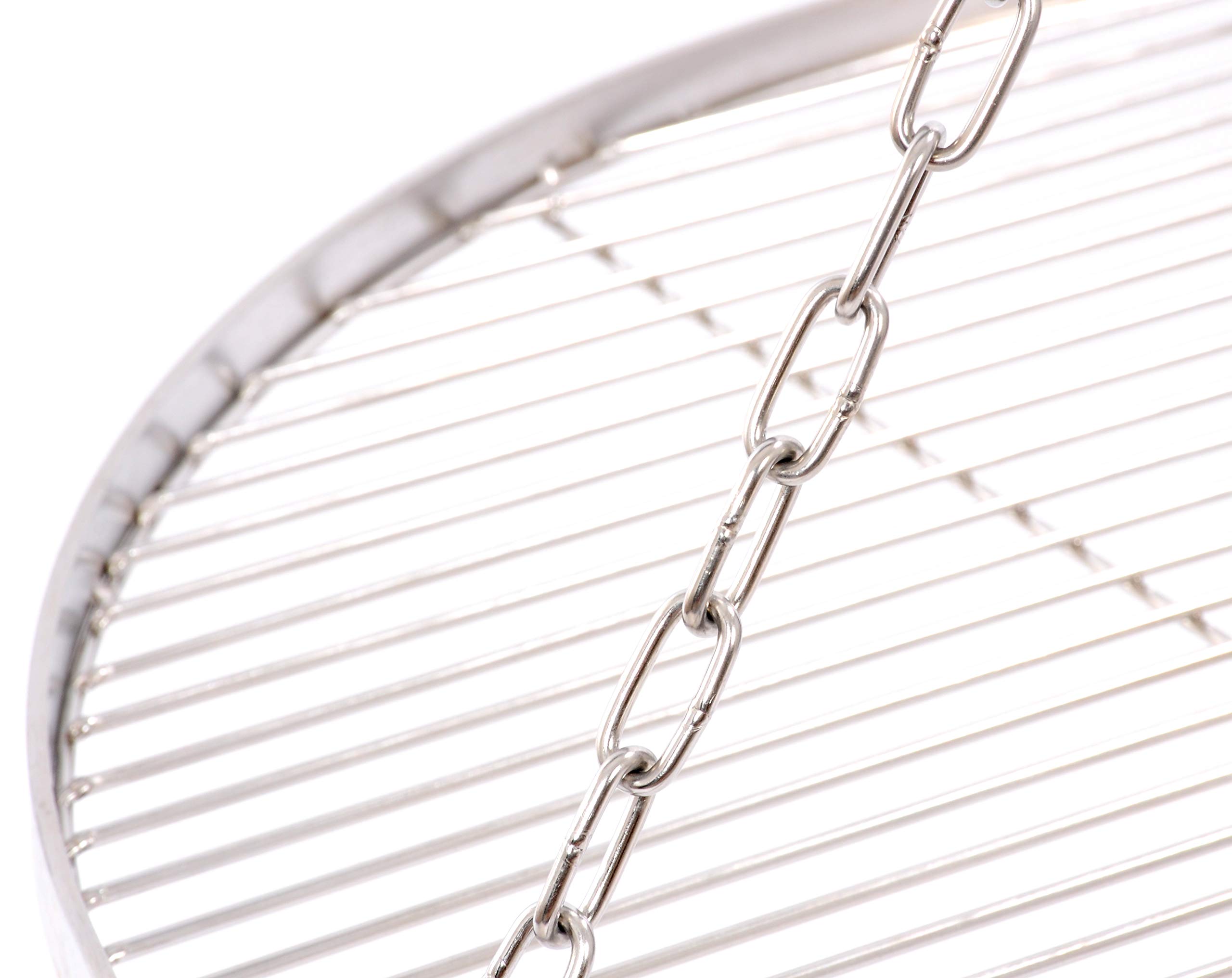 80 cm Grillrost Edelstahl für Schwenkgrill 3 Bein BBQ Grill Rost mit Kette 14 mm Stababstand