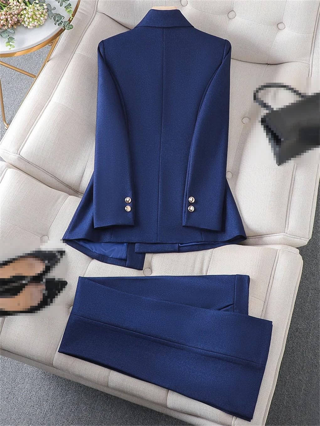 Nero Signore Formale Pantaloni Tuta Donna Giacca Pantaloni Femminile Business Abbigliamento Da Lavoro 2 Pezzi Blazer Set per Autunno