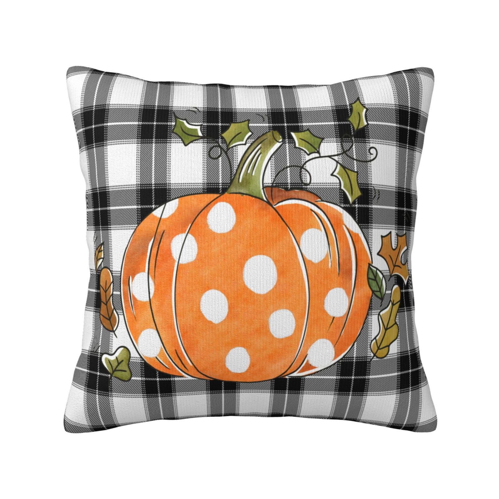 Qilerongrong Fall Pumpkin Pillow Covers Polka Dots Soft Square Zipper Throw Pillow Covers for Fall Thanksgiving Decorations Double