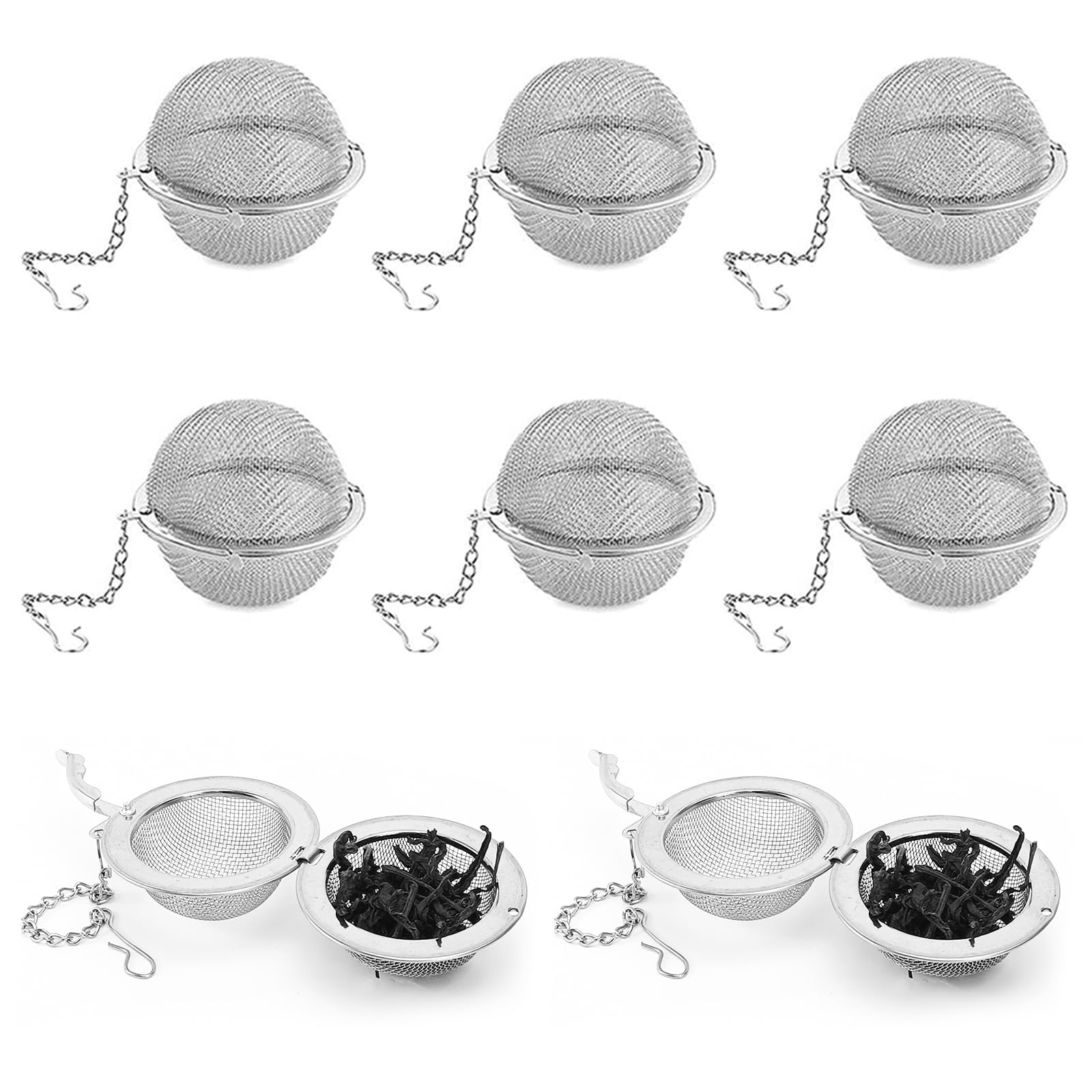 Infusores de té de hojas sueltas, 8 infusores de bolas de té para té suelto, colador de té de malla extrafina, filtro de té de acero inoxidable para preparar té de hojas, condimentos de especias de