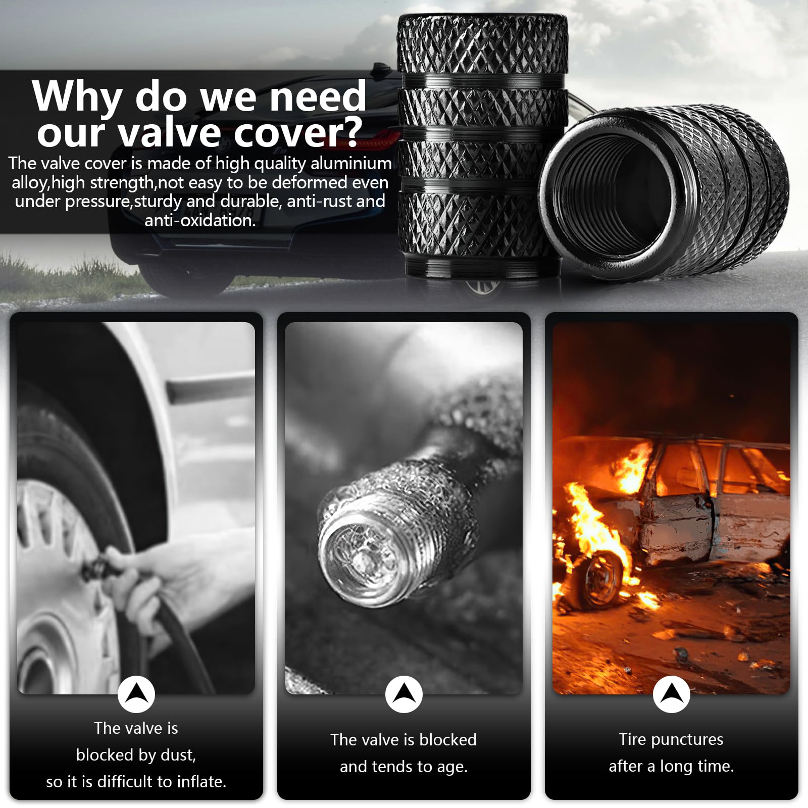 Dsycar Lot De 4 Bouchons De Valve De Pneu, En Aluminium