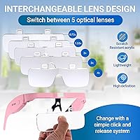 Vista 3 de YOCTOSUN Magnifying Glasses with Light, Rechargeable Magnifying Headset with 5 Detachable Lenses 0.75X-4.0X and 3 LED Lights, Hands Free Headband