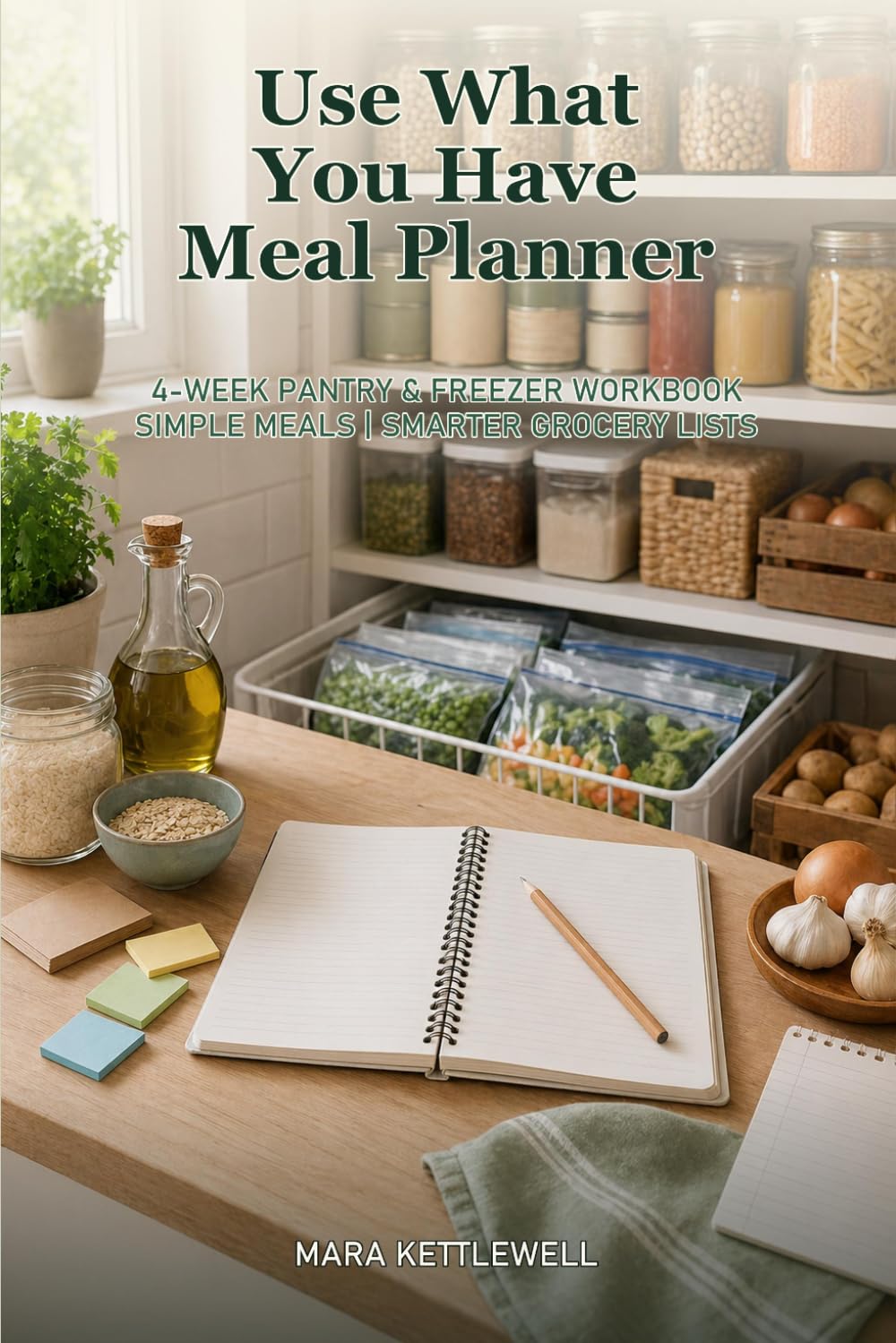 Use-What-You-Have Meal Planner: A 4-Week Pantry and Freezer Workbook for Simple Meals, Smarter Grocery Lists, and Less Food Waste