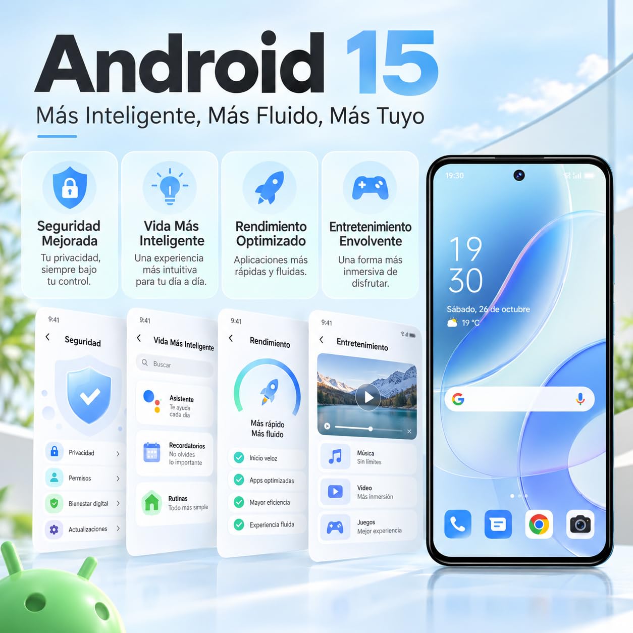 OUKITEL C68 Telefonos Moviles Libres 2026, 16GB +128GB/TF 1TB Android 15 Smartphone, Cámara 64MP+8MP, Batería 6000mAh, 7.2" HD+ 120Hz Pantalla Teléfono Inteligente, Dual SIM/Face ID/Fingerprint, Negro