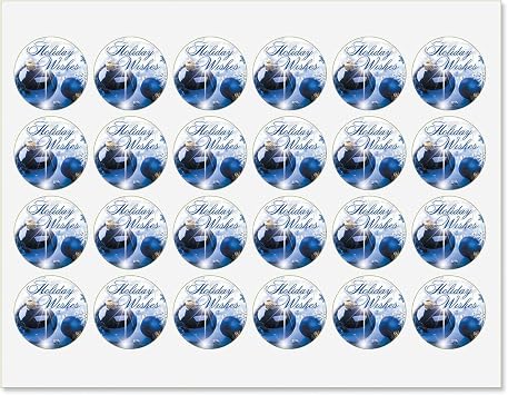 Colorful Images Blue Display Personalized Christmas Cards with Matching Envelope Seals - 24 Card Set, 5 x 7 Folded, Themed Holiday Card Value Pack