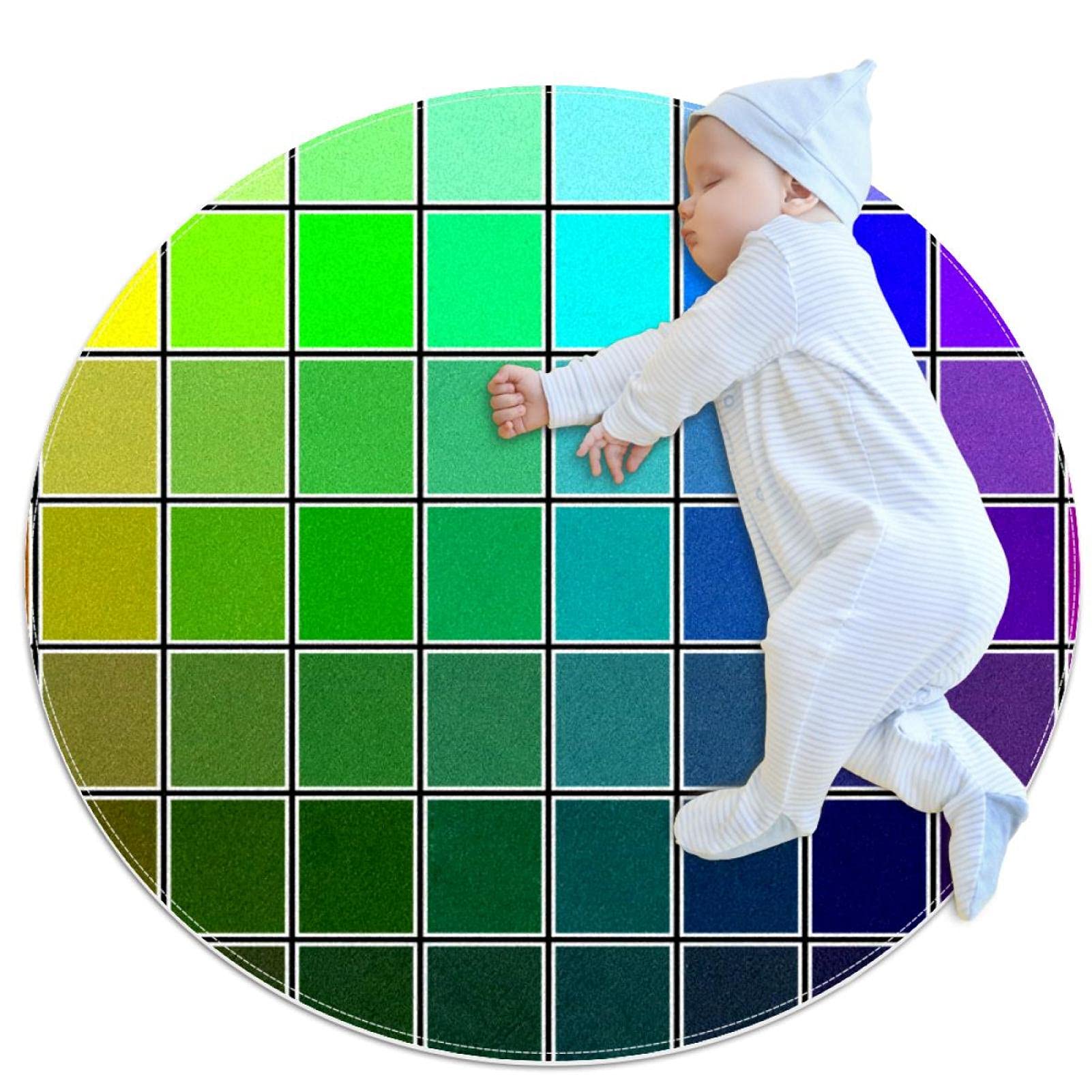 Tapis de salle de bain rond 100cm antidérapant chambre enfant et salon