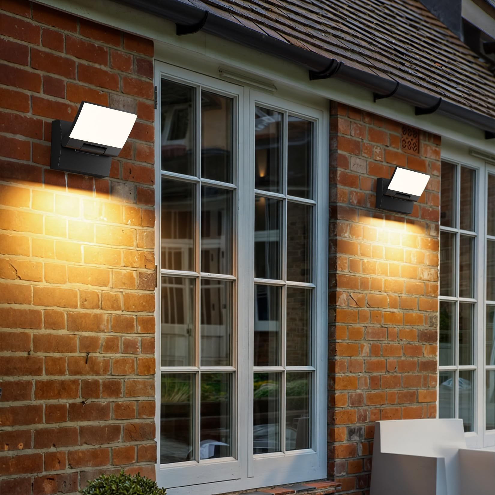 K-Bright 30W Außenwandleuchte Außenlampe Schwarz, 3000K Warmweiß | 180° Schwenkbar Panel, IP65 wasserdicht, Aluminium+PC, 2000LM LED Wandleuchte Innen/Außen für Eingang Terrasse Garten