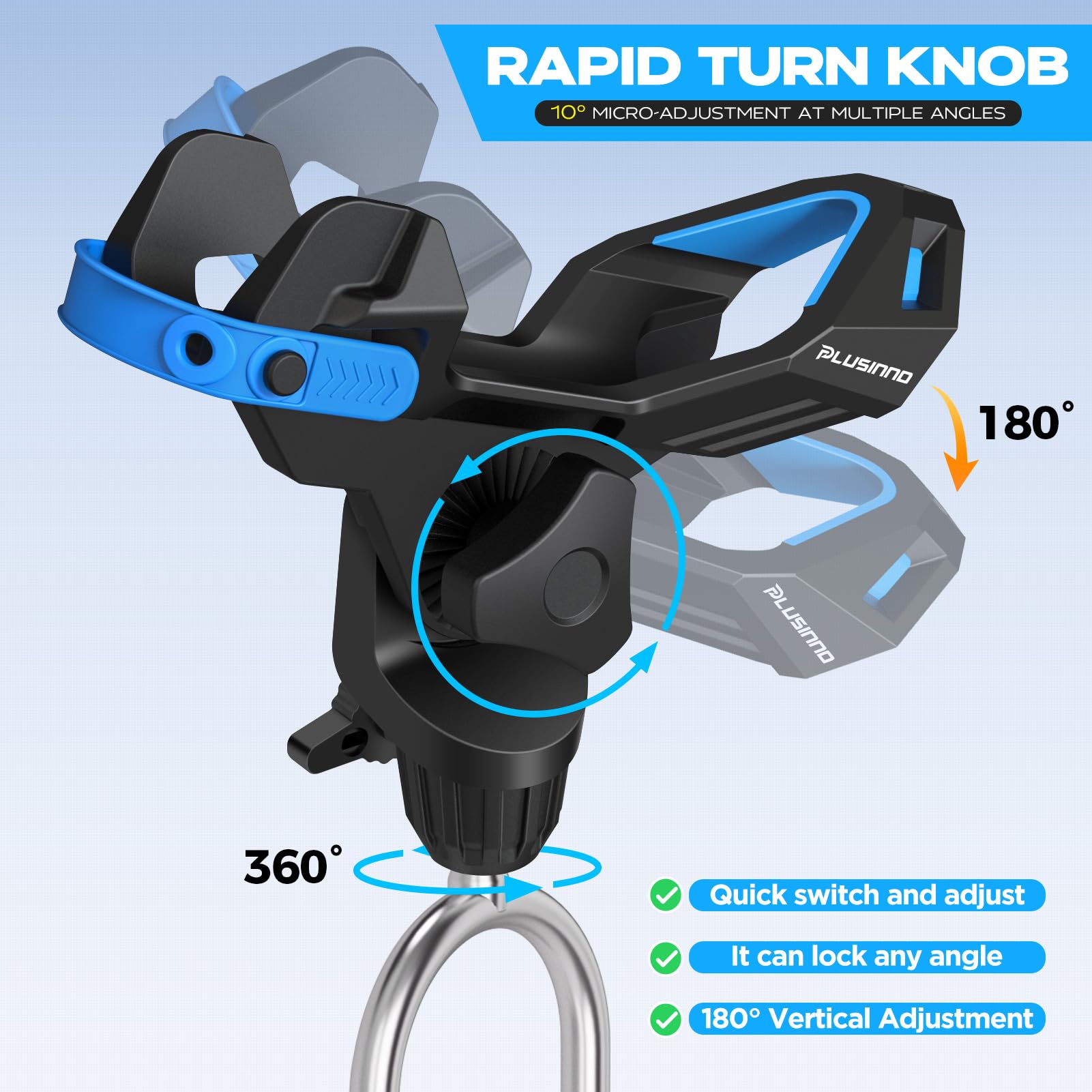 PLUSINNO Fishing Rod Holder For Bank Fishing - 360° Adjustable, Ground Spike, 1/2/4 Pack Options