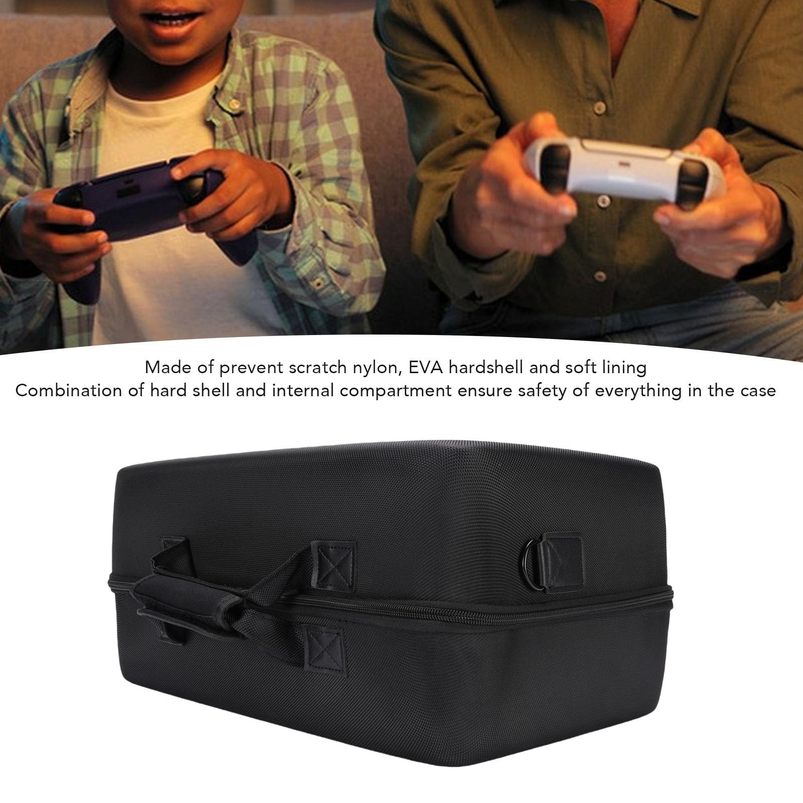 EIMSOAH Estuche de Transporte de Carcasa Dura para Consola Bolsa de Almacenamiento Protectora Duradera para Controladores Cables de Auriculares para Viajeros y Jugadores Negro (Negro)