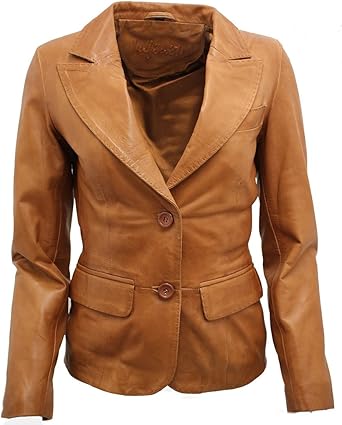 Leather tan blazer Outlet
