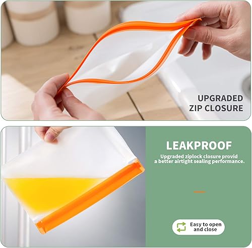 Miniatura 3 de Meetall Paquete de 9 bolsas reutilizables para almacenamiento de alimentos, 3 tamaños mezclados. Bolsas de tamaño de 3 galones para carnes, pescado