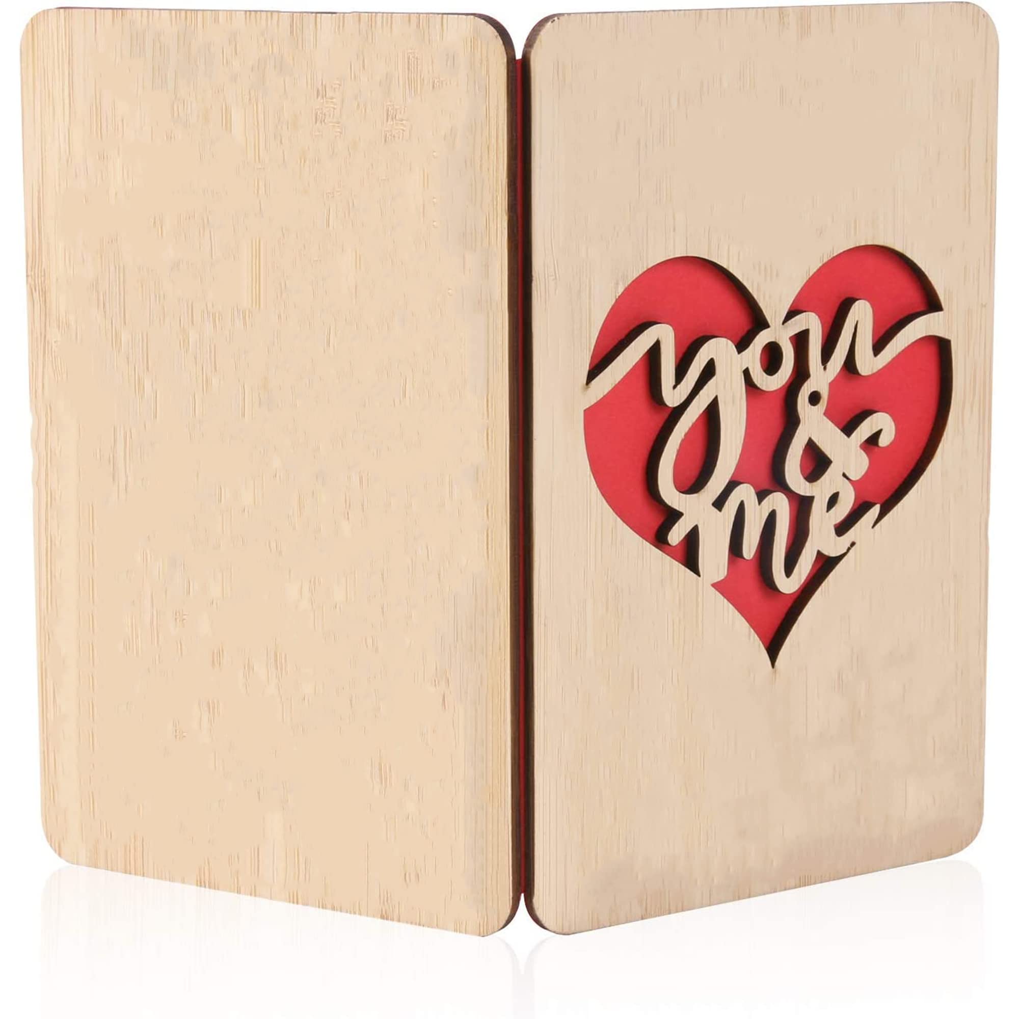 MustHome | Gift Card | Valentine gift for Boyfriend | Valentine gift for Girlfriend | Wooden Romantic Valentine's Day Card | MDF | Handmade Greeting Card | Birthday/Anniversary Card (25 cm) 1