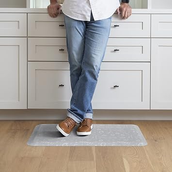 GelPro Designer Cushioned Anti-Fatigue Comfort Floor Mat, Padded Stain-Resistant, Waterproof, Non-Slip Comfort Padded Desk/Office Mat, 20 x 32, Puppy Play Grey Bone