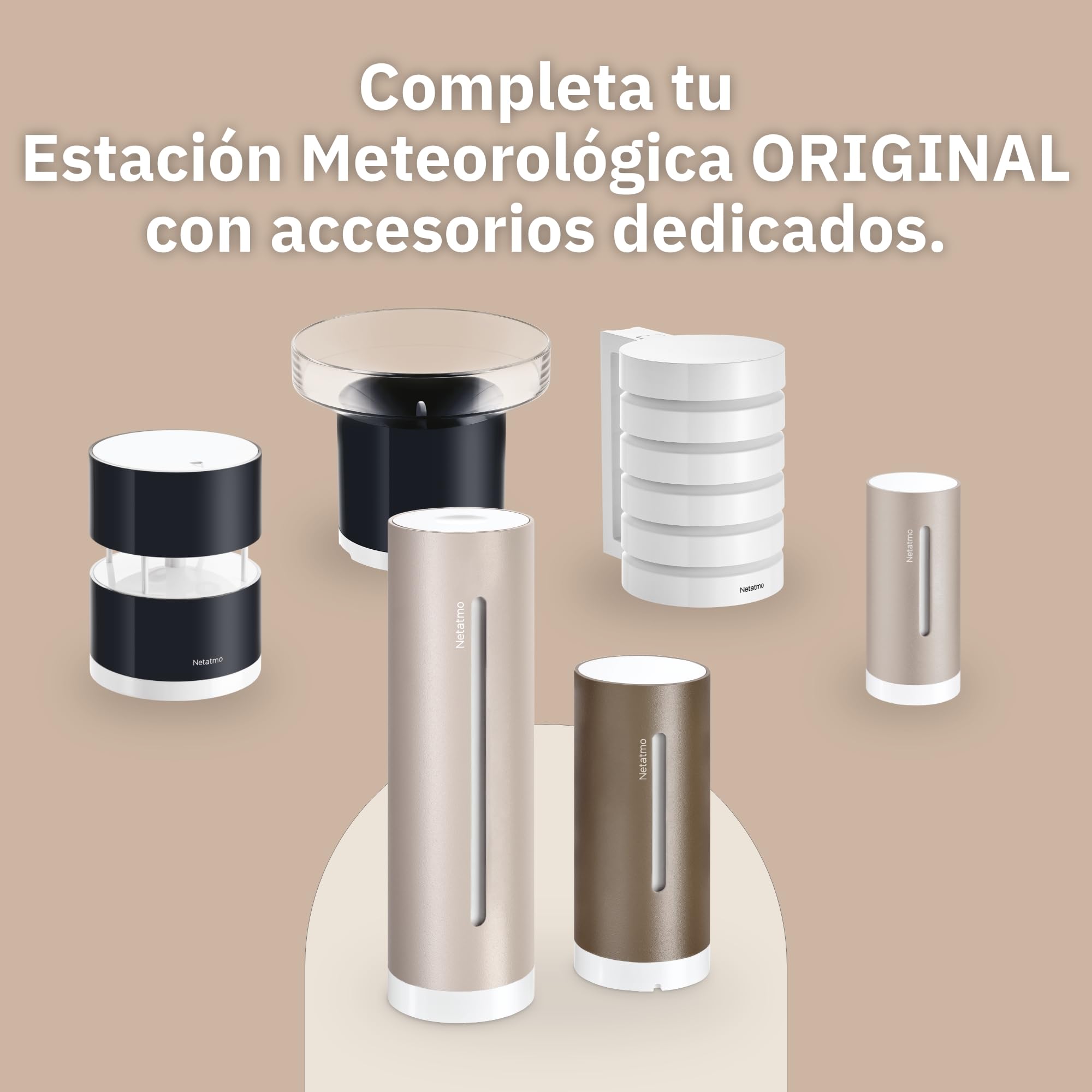 Netatmo Estación Meteorológica ORIGINAL 2ª gen | Interior y Exterior | Temperatura, Humedad, Calidad aire, UV, Pólenes, Previsiones | Compatible Apple, Alexa, Google - Arena - NWS-S-EC