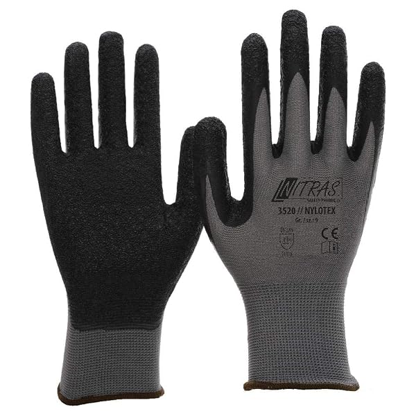 NITRAS Nylotex 3520 Nylon-Latexhandschuhe (12 Paar Groesse 1) Arbeitshandschuhe