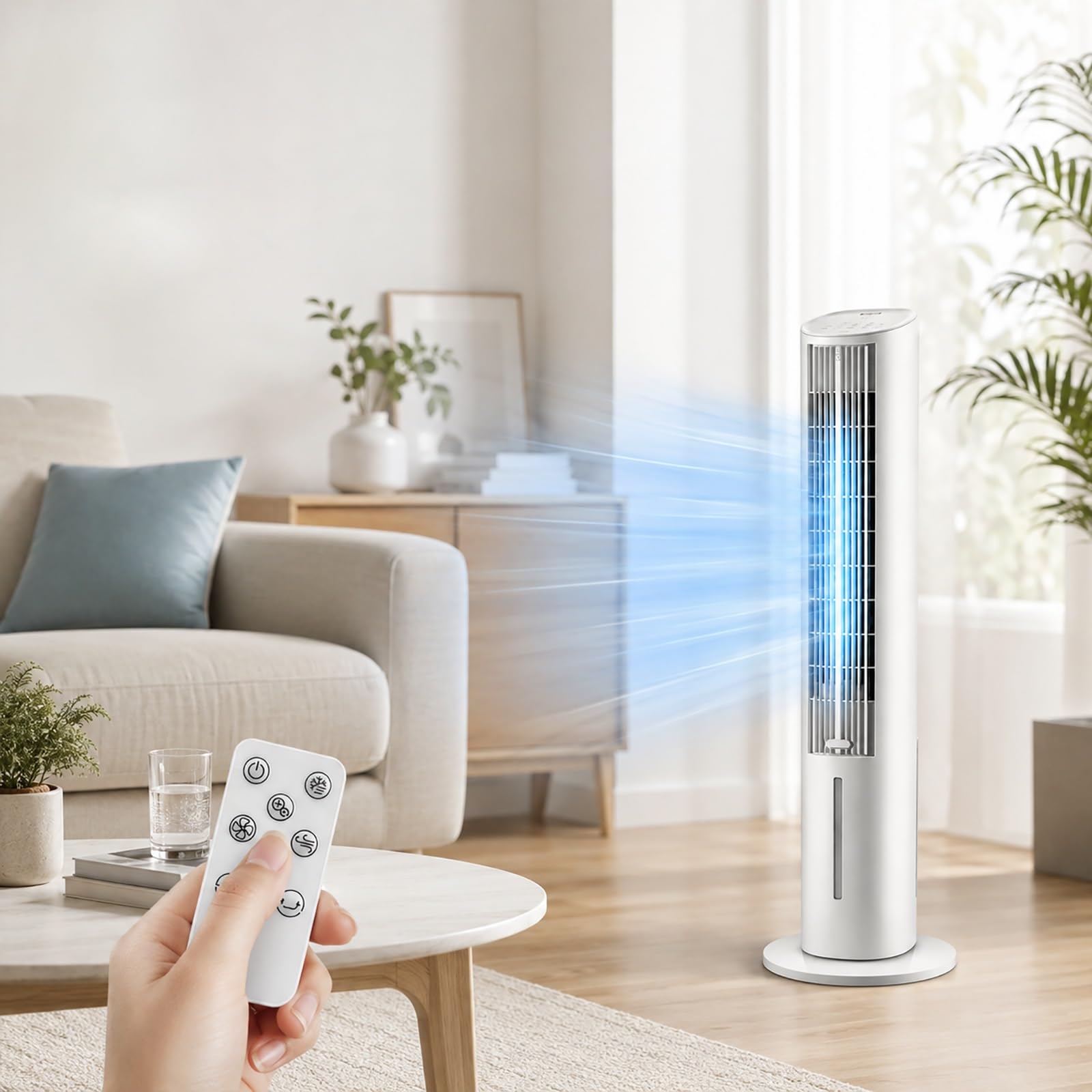Refrigerador de Aire con Depósito Agua, 3 Velocidades, Climatizador Evaporativo para Apartamento, Dormitorio, Hogar
