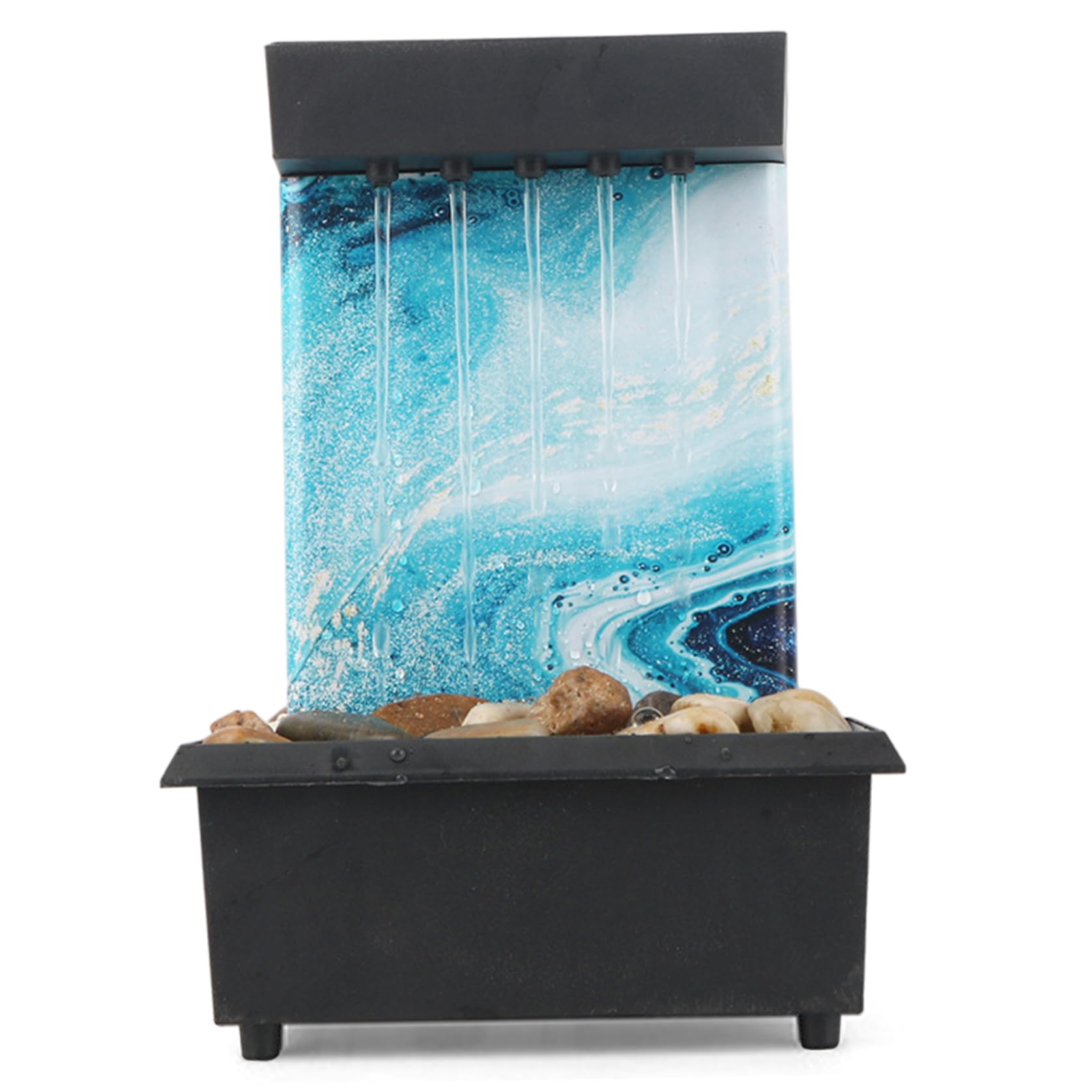 Hotainoys Tabletop Fountain, Desk Waterfall with LED Light and Pebbles USB & Battery Operated Indoor Zen Waterfall Decor for Home & Office Table Fountain