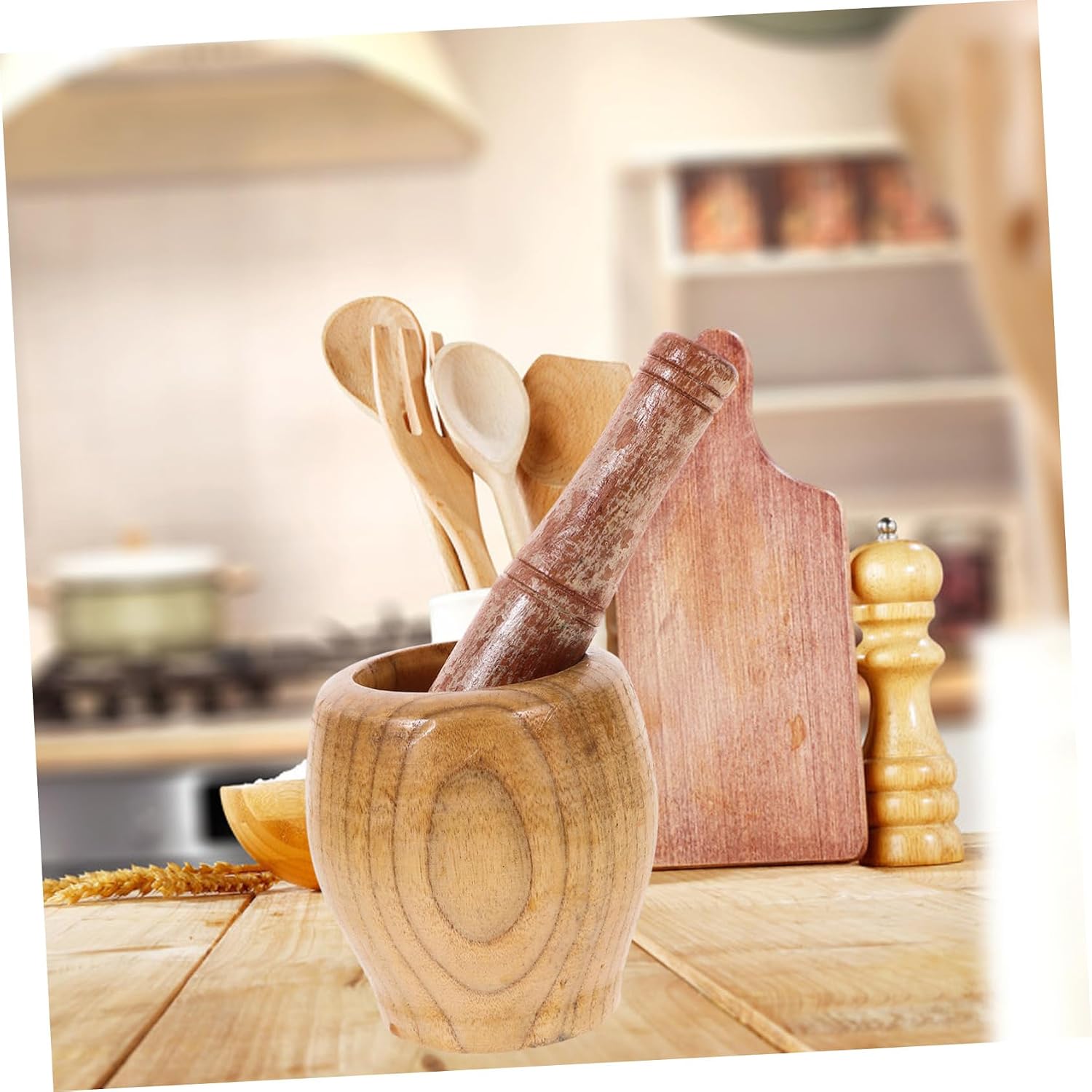 Garlic Pounder Wood Spice Grinder for Home Restaurant Use image 5
