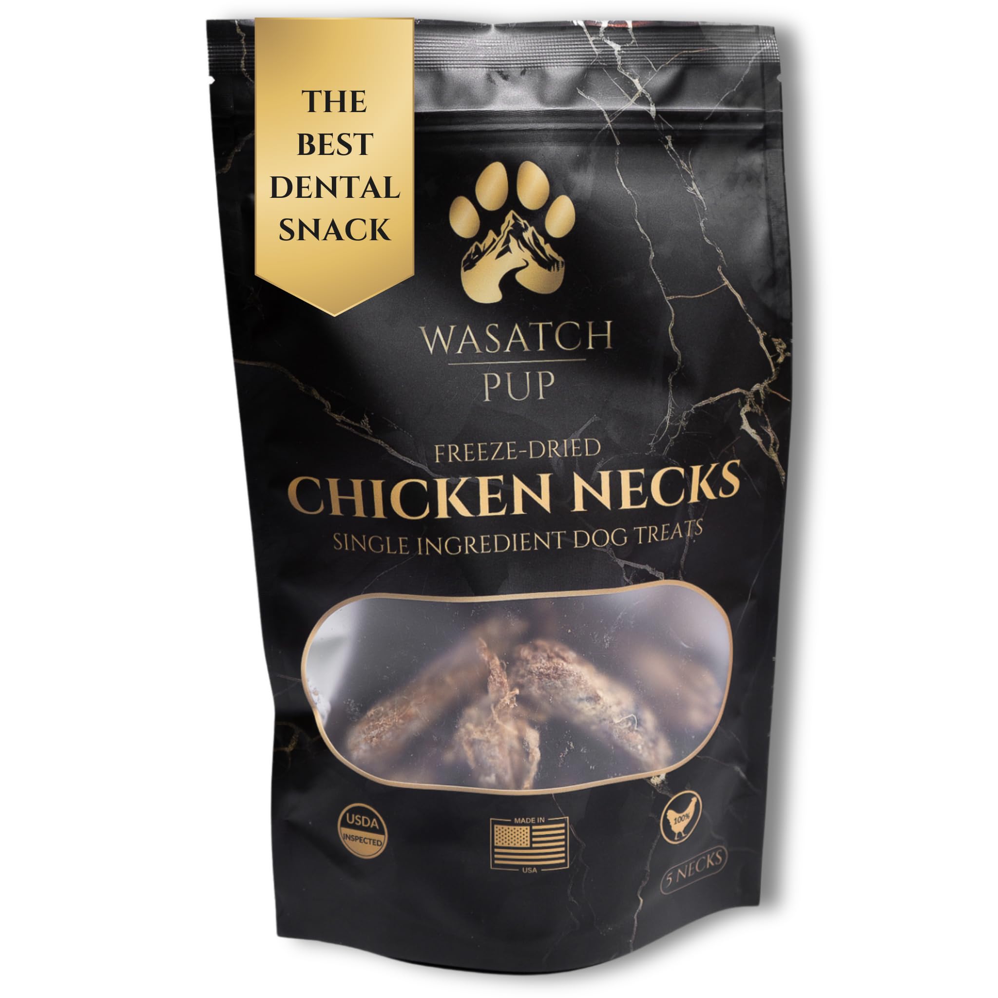 WASATCH PUP Freeze Dried Chicken Necks Dog Treats | 100% All Natural Real Chicken Training Treats for Dogs | Promotes Good Dental & Joint Health |