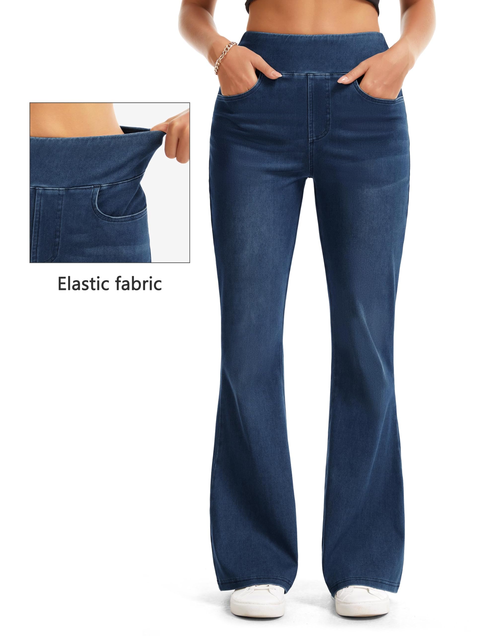 THE GYM PEOPLE Damskie dżinsy Scrunch Butt Bootcut Stretch Flared