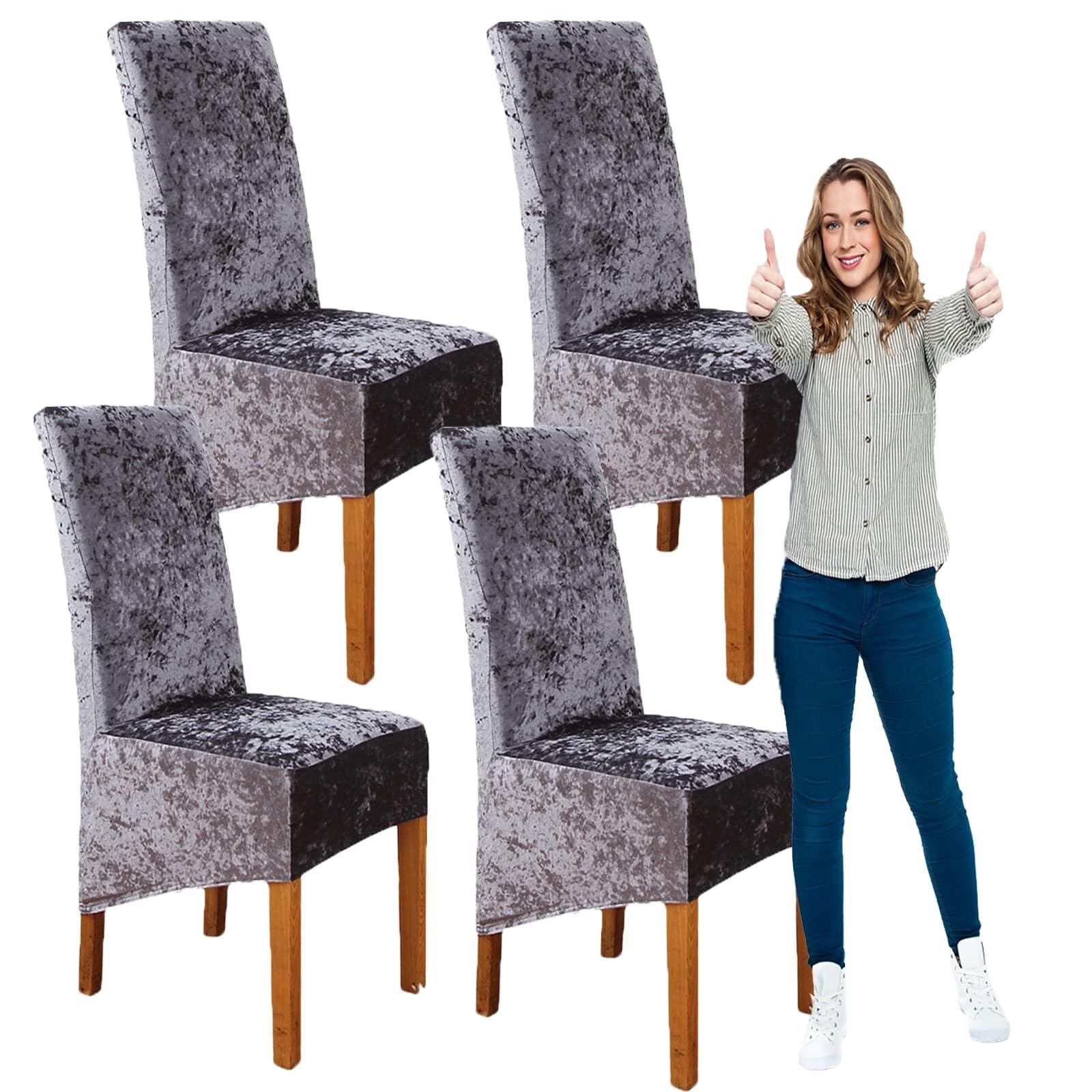NMVAWIPT Crushed Velvet XL Dining Chair Covers, Elastic Stretch Protective Slipcovers, Ideal For Hotel, Wedding Banquet, Party(#4,4pcs)