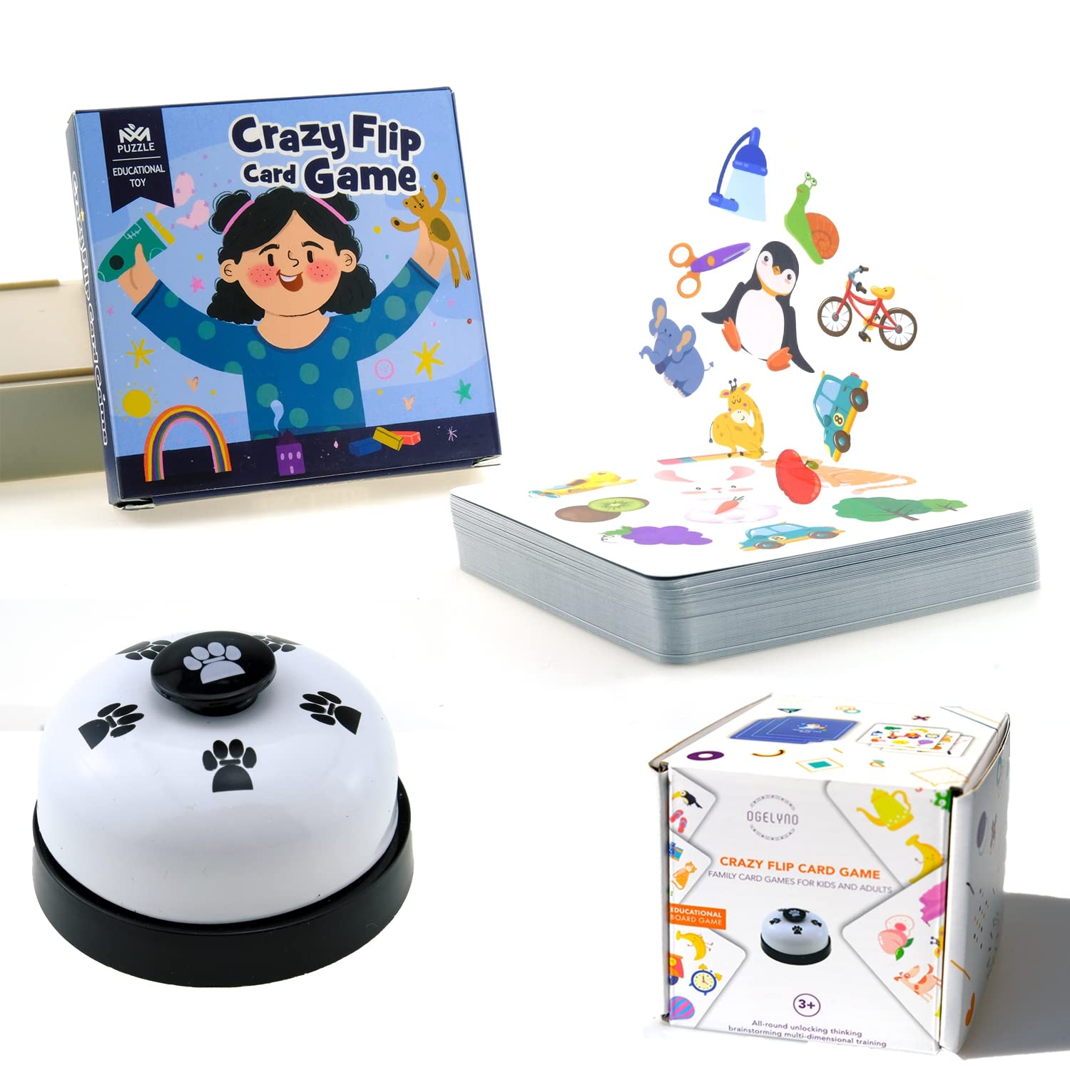 Amazon.com: ogelyno educational flip card game for kids - flash cards for  learning improves memory, decision making and critical thinking ages: 3-8 :  toys & games