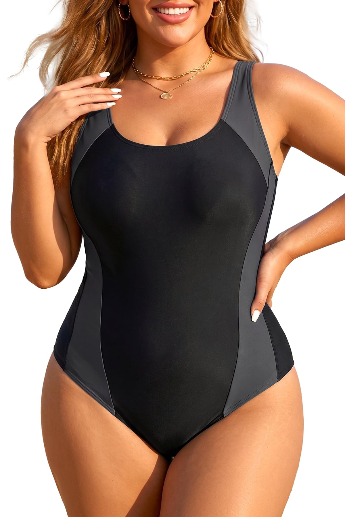 Plus Size One Piece Swimsuits for Women Athletic Tummy Control Bathing Suit