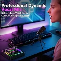 Vista 6 de Podcast Equipment Bundle, Audio Mixer with Dynamic Microphone for PC, Gaming Equipment Set for Podcast Recording, Changer