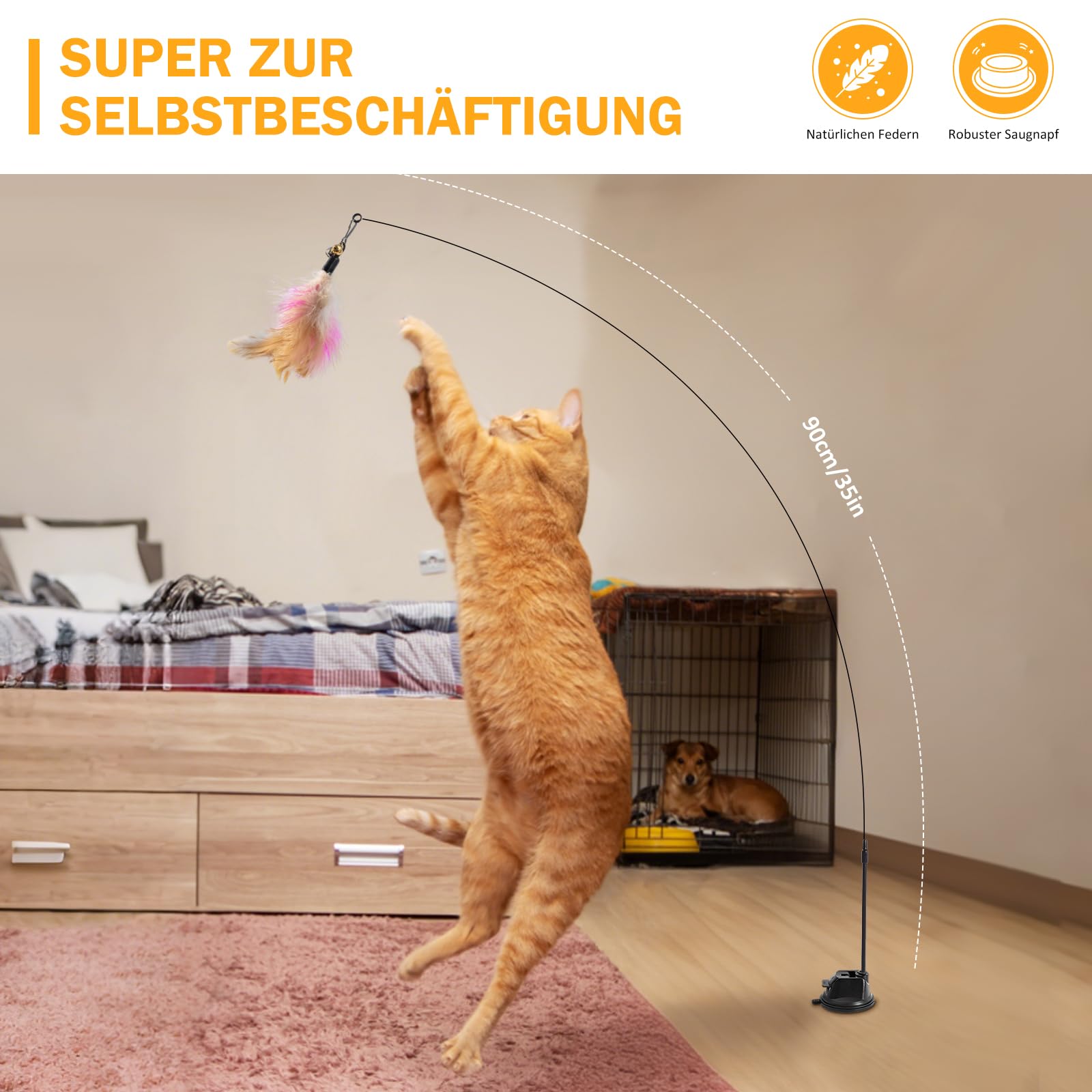 Giocattoli per Gatti,Giochi con Piume per Gatto,Con base a ventosa dura e solida,Gatto Giocattoli Interattivi Gioco per Gattino Kitten Indoor 13 Pezzi