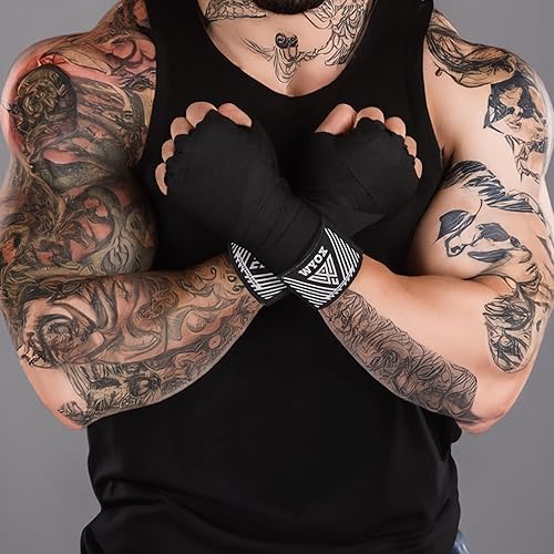 Miniatura 6 de WYOX Vendas de mano con protectores de nudillos - Almohadillas de nudillos prémium para boxeo, Muay Thai, Kickboxing, Krav MAGA y guantes interiores