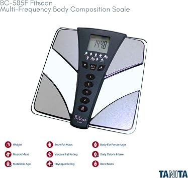 FitScan BC-585F - Japan Technology Multi-Frequency Body Composition Monitor - Smart Digital InBody Scale with Fat, Muscle Mass, BMI, Caloric Intake, Metabolism, and Visceral Fat Tracker