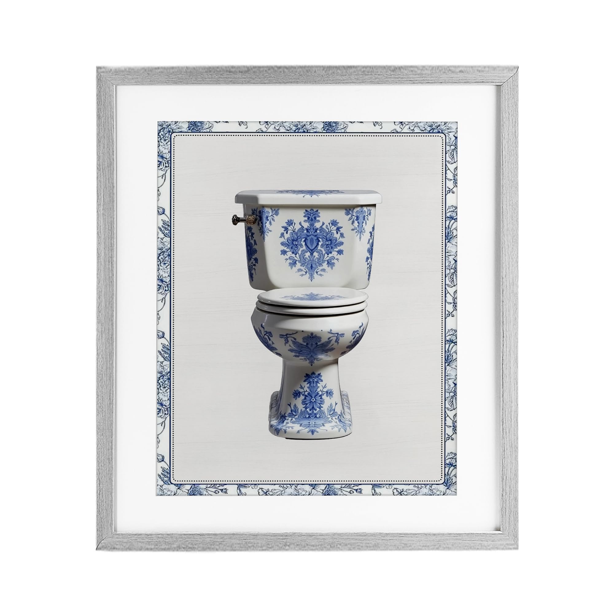 'Vintage Chinoiserie Toilet'| Framed Print Under Glass