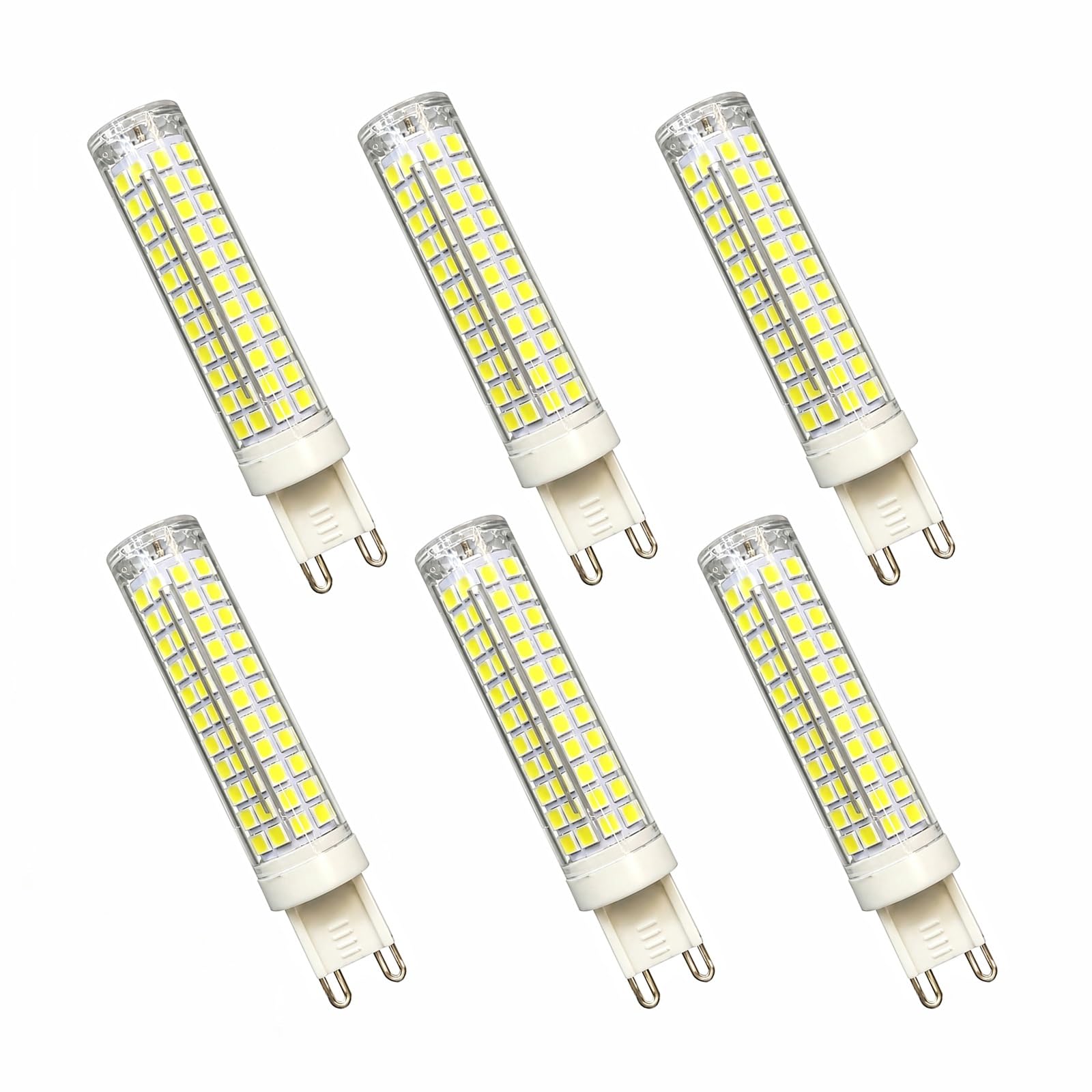 Alto IRC Bombilla LED G9 Maíz Regulable 15W, Luz Fría 6500K, Equivalente a 120W Halógena, 1500LM, 360°, Cerámica, Cocina Oficina(6 Pack)