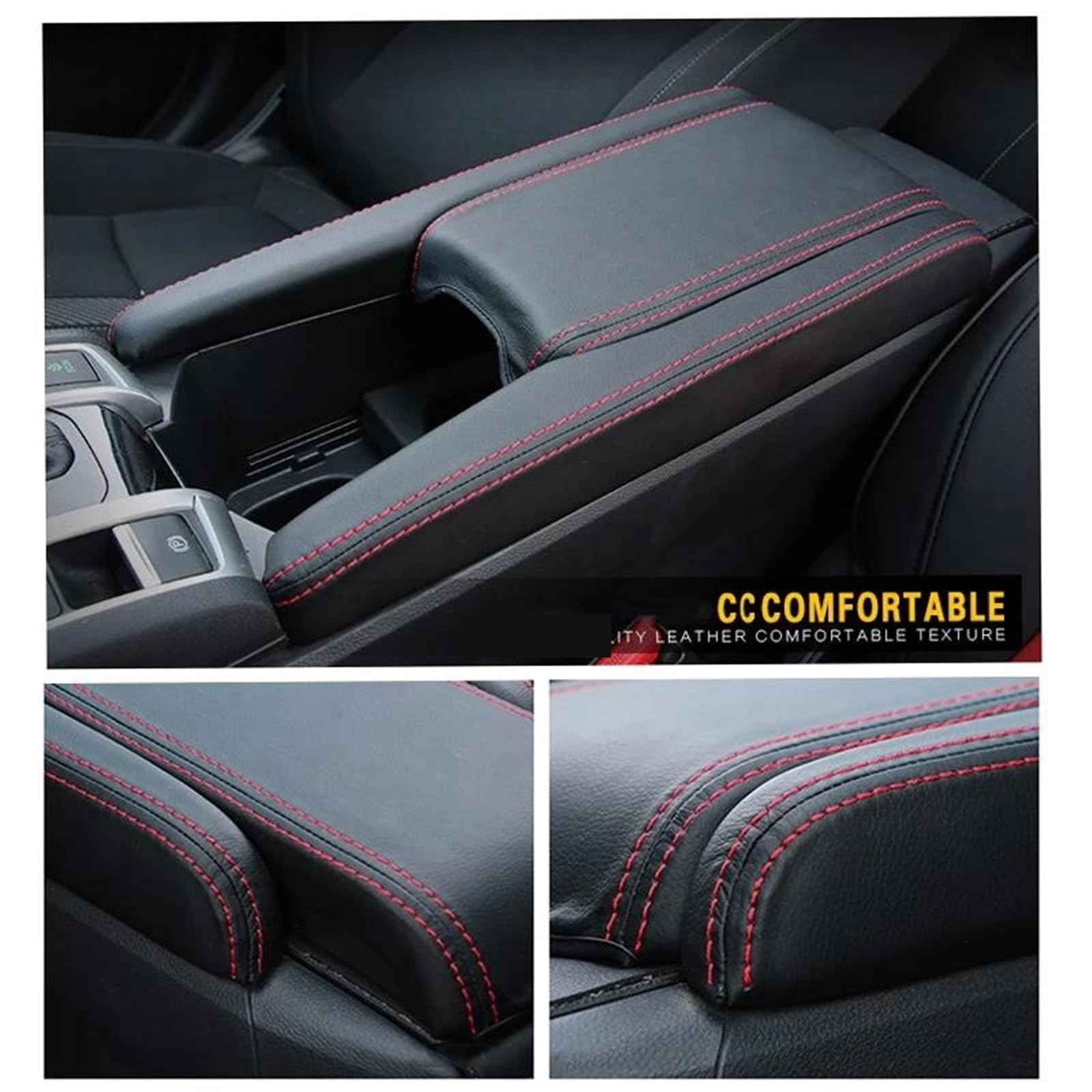 Copri Bracciolo Auto Per Honda Per Civic X 10th FC 2016-2020 | Protezione Per Bracciolo In Ecopelle Liscia, Design Facile Da Infilare HIMIUSIKTC