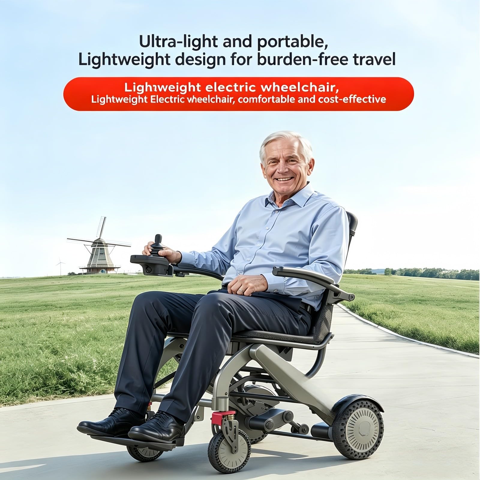 Fauteuil Roulant Électrique Léger pour Adultes, Scooter De Mobilité Motorisé pour Seniors, Ultra-Léger (14,9 Kg), Capacité De 150 Kg, Facile À Transporter Et À Ranger — pour Seniors.