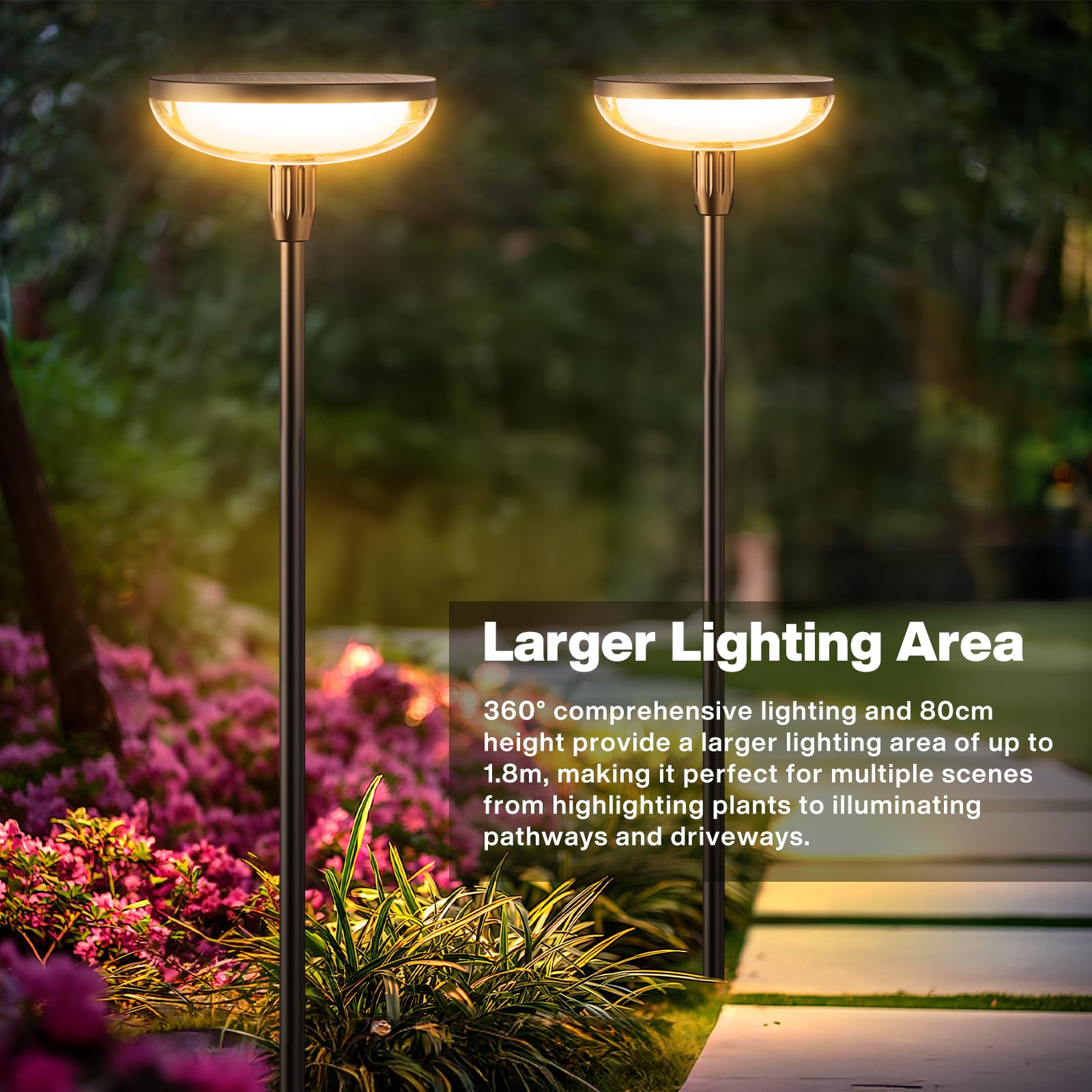 GEARLITE Lámparas solares para exterior jardín 6 unidades, luz blanca cálida, luces solares para exteriores con batería de 1000 mAh, 40 lúmenes, decoración de jardín extra brillante con IP65
