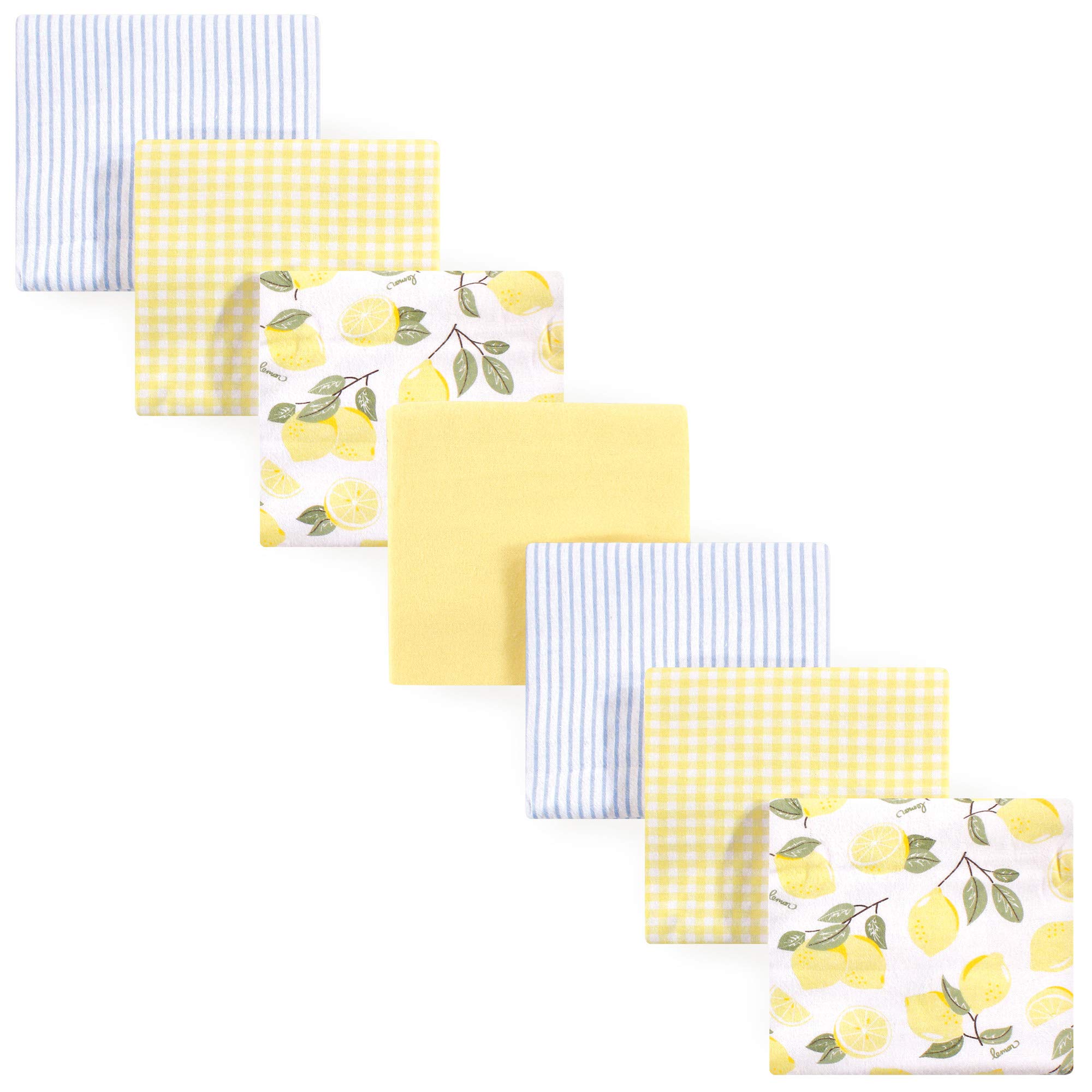 Hudson Baby Unisex Baby Cotton Flannel Receiving Blankets Bundle, Lemons, One Size