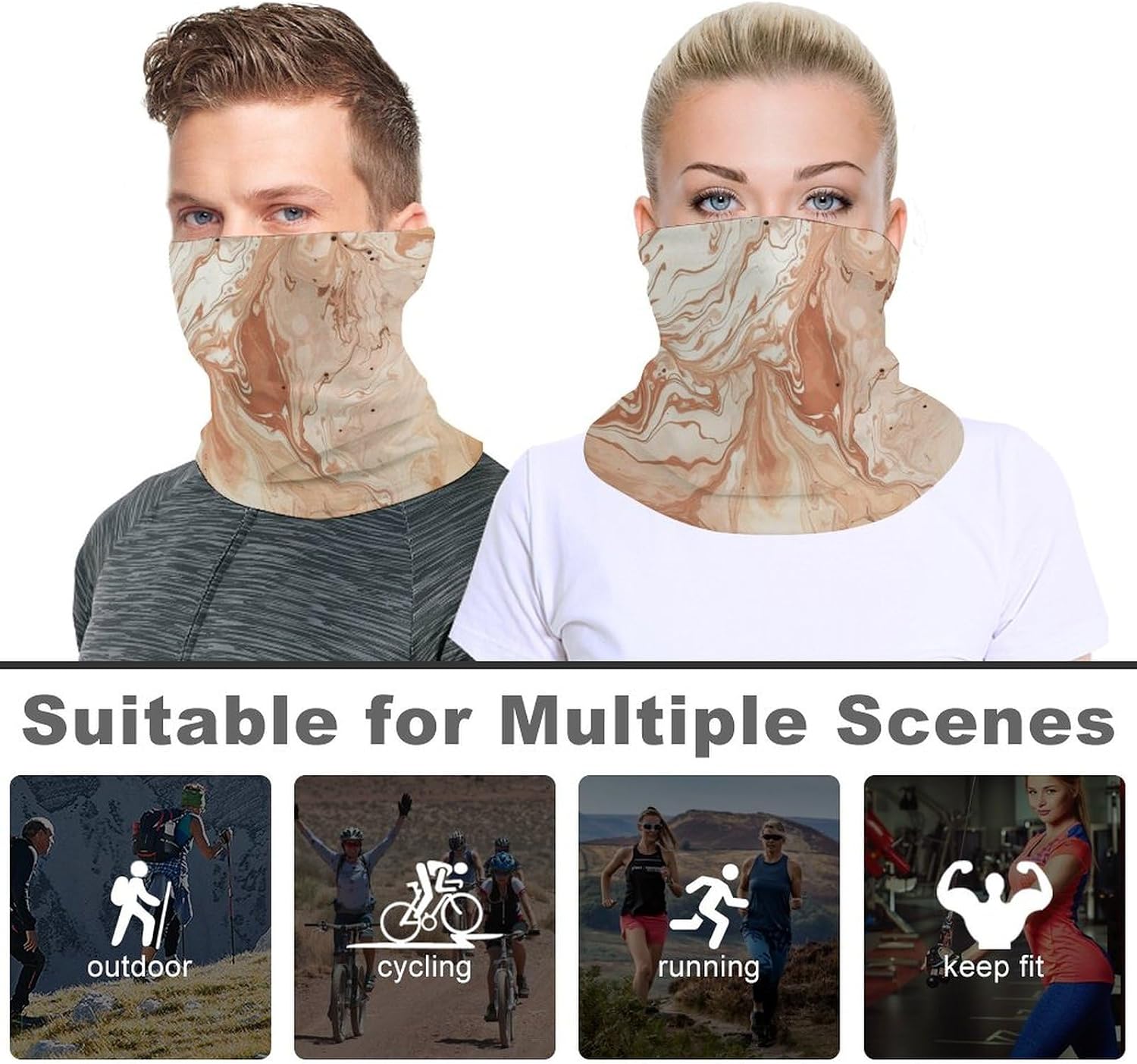 Neck Gaiter Light Peach And Brown Face Mask for Cold Weather Face Cover Scarf for Men Women Elastic Headbands Wind-proof Bandana for Skiing Fishing Hiking Cycling