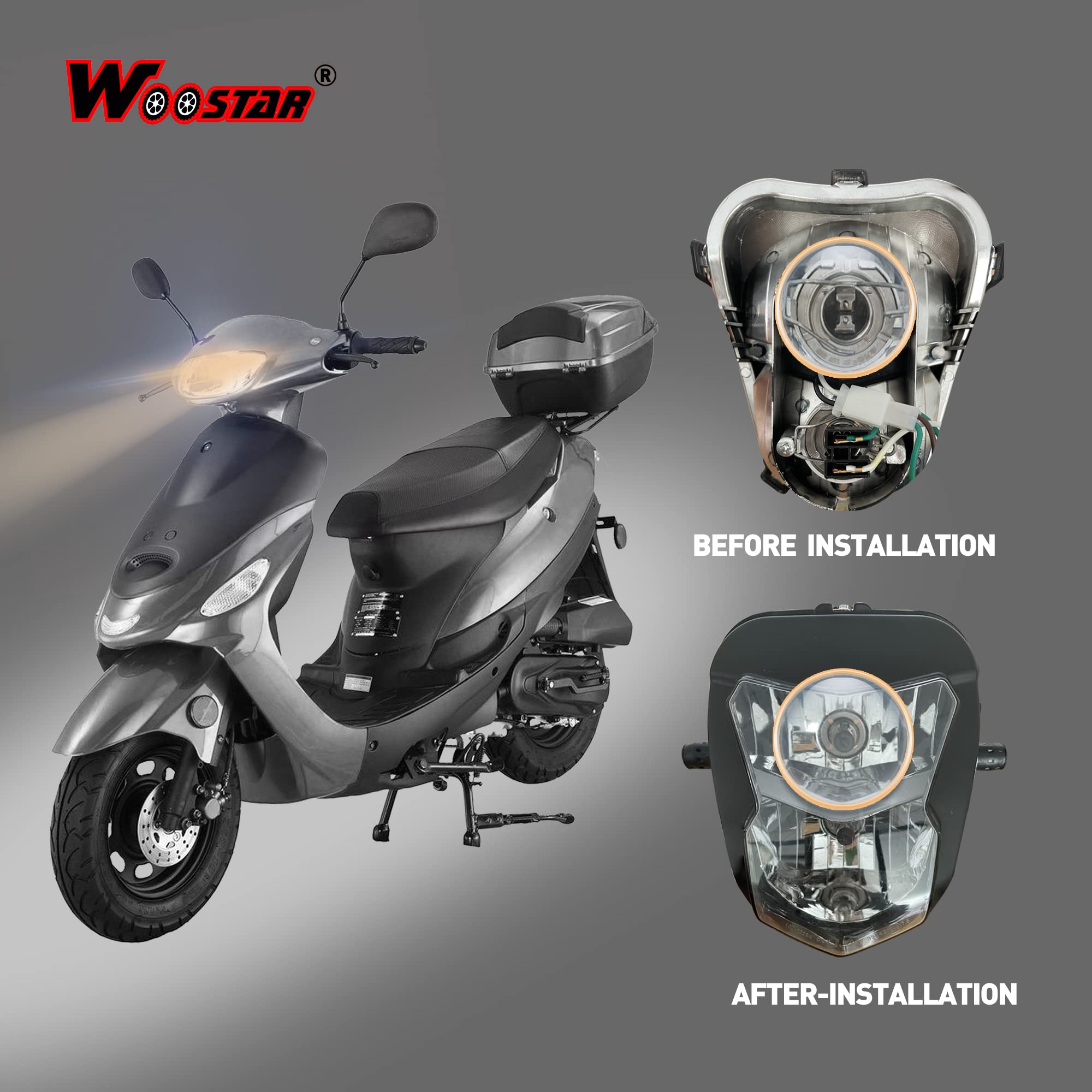 WOOSTAR 12V DC Enduro Geleid Koplamp Lamp Vervanging voor 50cc 70cc