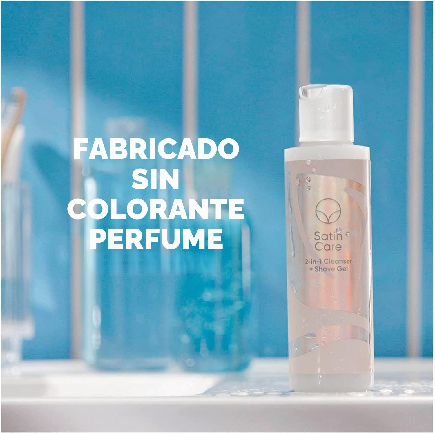 Satin Care Limpiador 2 en 1 para la piel y el vello púbico, gel de afeitar para mujeres, protege la piel durante el afeitado, fórmula suave y transparente para pubis