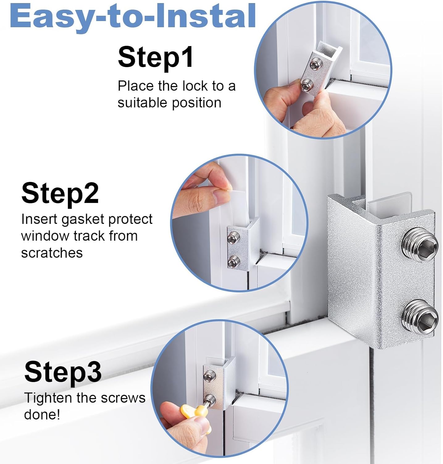 Sliding Window Locks,for Horizontal Sliding Windows,Window Security Lock with Key,Adjustable Aluminum Easv to Install Window Stopper,Window Locks for Up and Down Windows (8 Sets Silver)